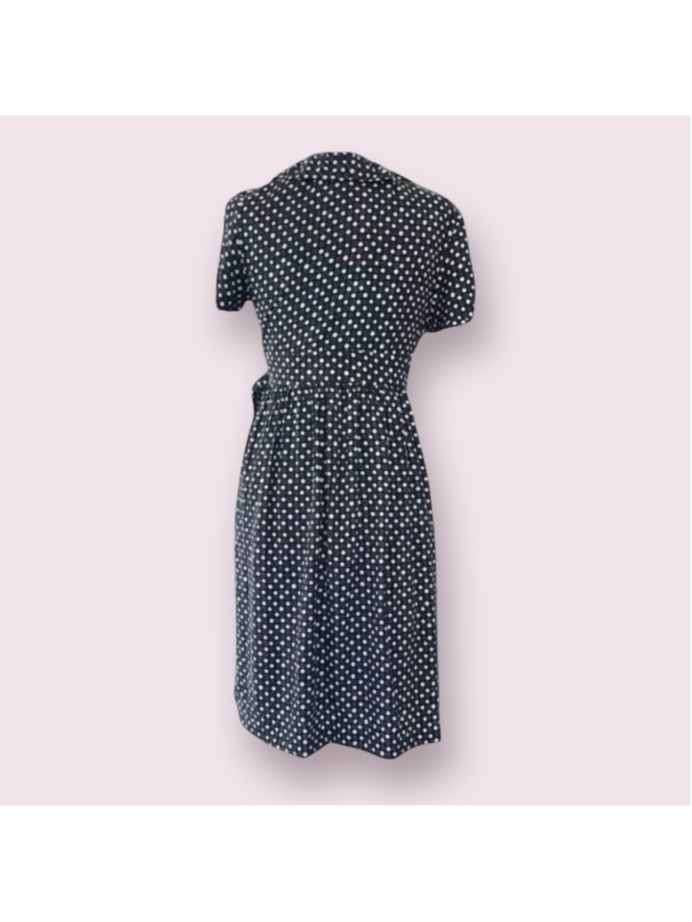 J Crew Black Cream Polka Dot Silk Wrap Dress Medium - Picture 2 of 10